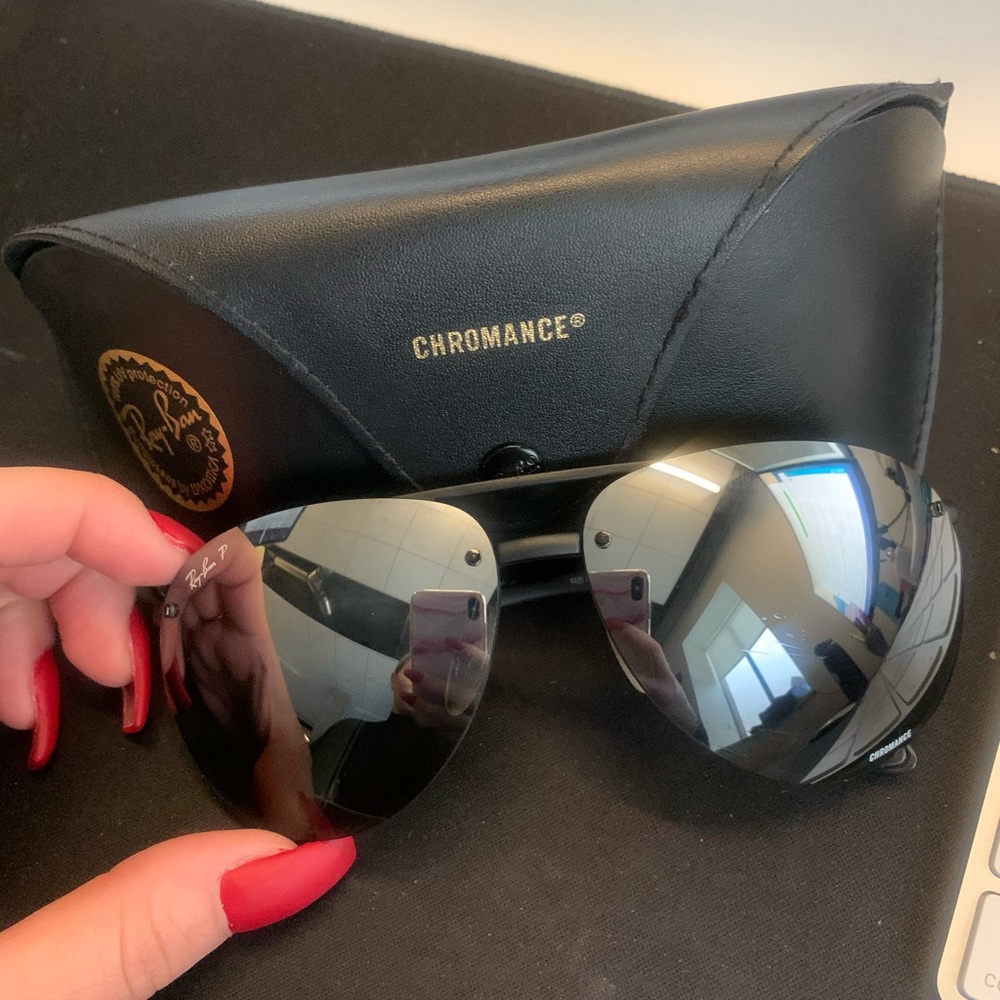 Ray Ban Chromance Mirrored Aviator Sunglasses
